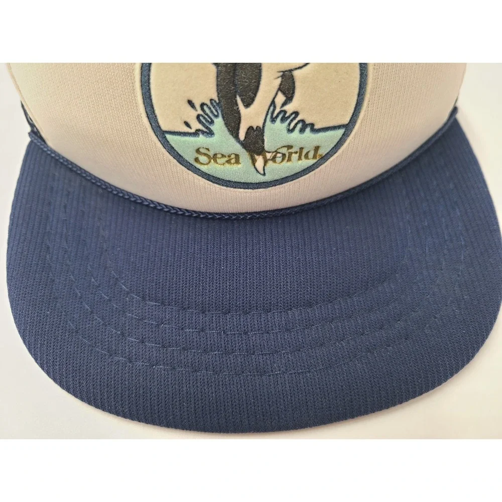 Vintage Child Sea‎ World Whale Mesh Trucker Snapback Hat Cap Boy Girl White Blue